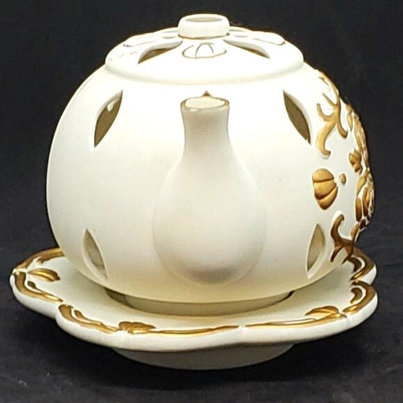 Partylite Cream Bisque Teapot Votive Candle Holder - Picture 9 of 15